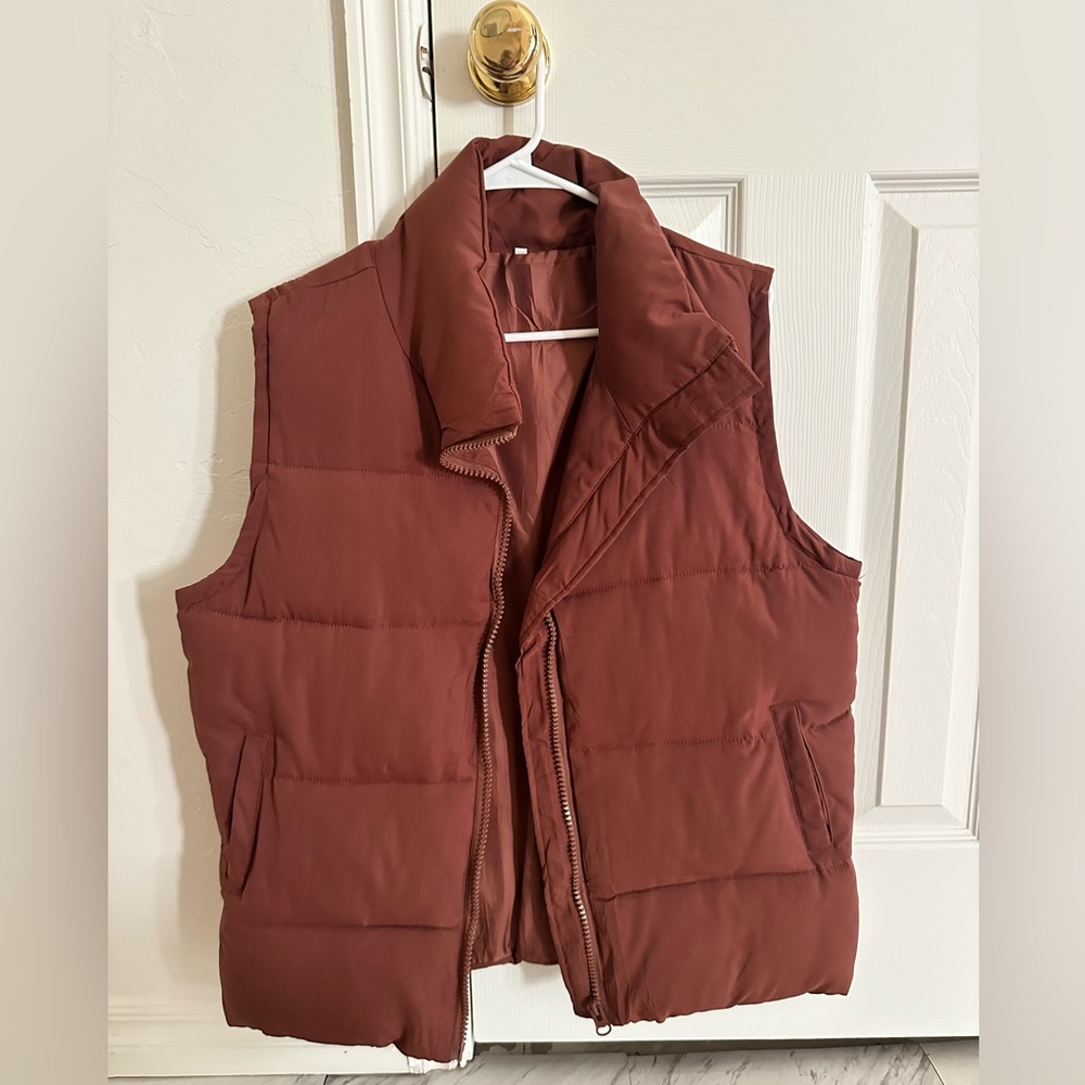 Brown puffer vest